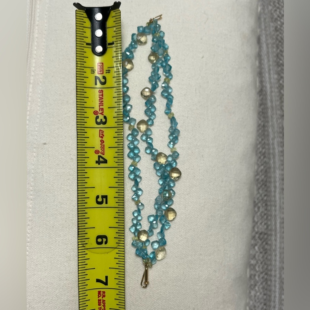 3 strand blue topaz & lemon citrine gemstone bracelet 14k gold clasp - Picture 11 of 13